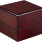 Allure - Luxury Ring Box with LED Light, Authentic Mahogany Wood with Black Leatherette Insert, Square Elegant Diamond Ring Case, for Unique Proposal or Wedding, Small Jewelry Display Gift Box.