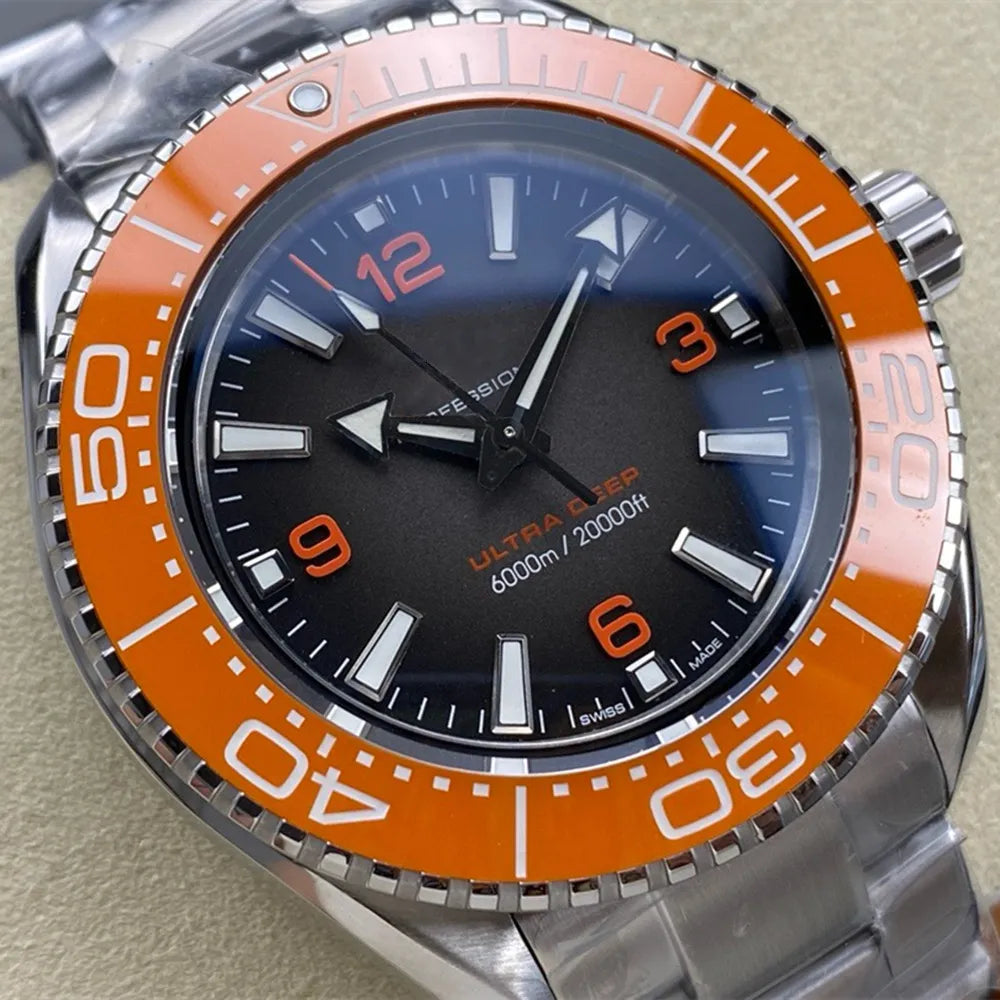 VSF Factory Sea Master Ultra Deep 6000 215.30.46.21.03.0001 45.5Mm Men Watch Automatic Mechanical 8912 Movement Ceramic Bezel Designer Luxury Sapphire VS Clean