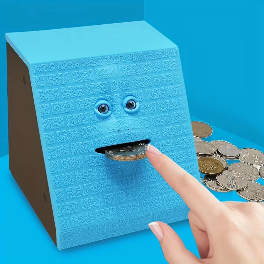 1PC Plastic Face Bank Human Face Smart Sensor Piggy Bank Electric Coin Can Eat Money Face Piggy Bank Store Coins