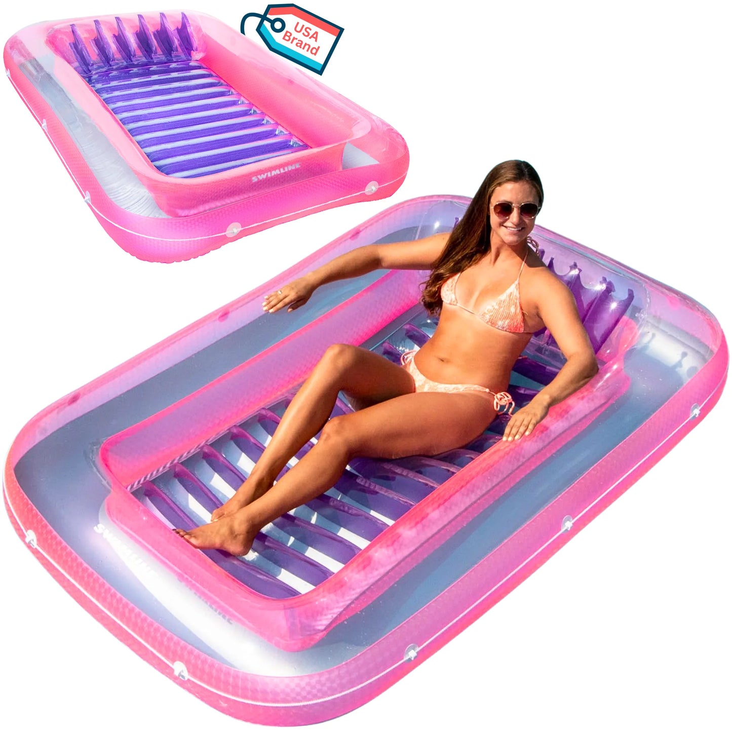 Classic Edition Inflatable Suntan Tub Pool Lounger, Pink/Purple