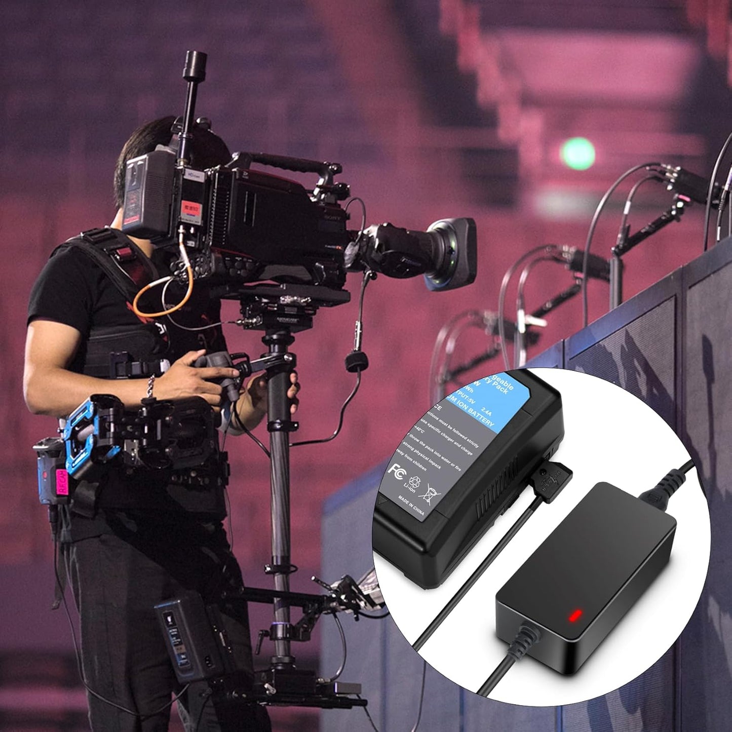 D-Tap Quick Charger[Dc 16.8V/4A] with D Tap Cable for V-Mount/V Lock/Gold Mount Battery Charger, for Sony BP-U65 BP-U68 HDW-800P HDW-F900R PDW-680 PDW-850 DSR-650P PMW-F5