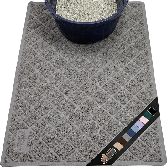 The Original  Water Resistant Cat Litter Box Trapping Mat 35X23, Easy Clean, Textured Backing, Traps Mess for Cleaner Floors, Less Waste, Stays in Place for Cats, Soft on Paws, Gray