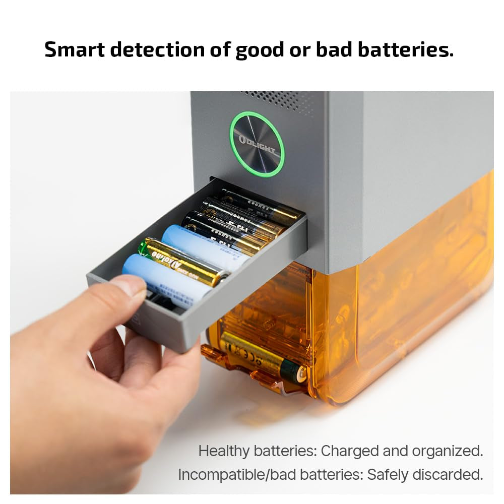 Ostation X Battery Charger Exclusively for Rechargeable AA Nimh Comes with 32 Batteries, 3 in 1 Design, Charging&Testing&Storage, No Polarity Check Needed, Bad Battery Detection, APP Control