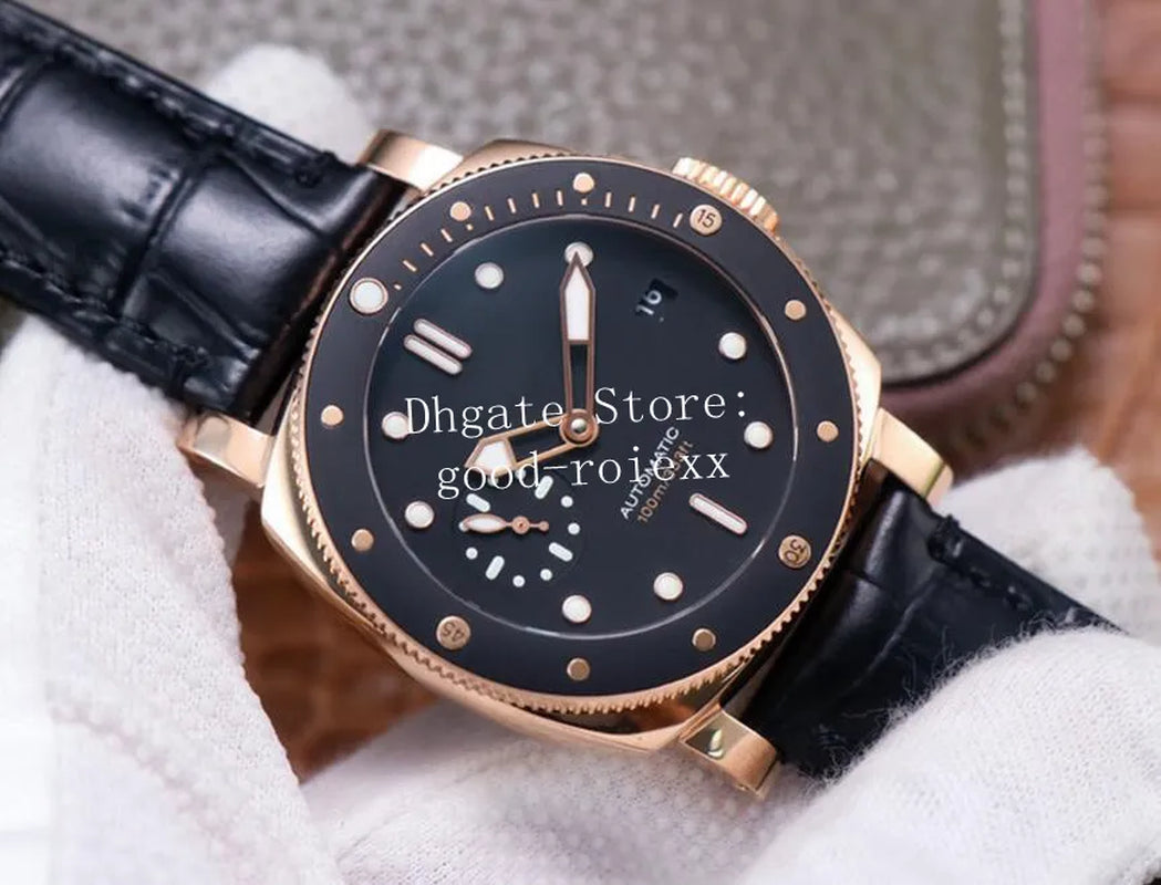 Watches Men'S Watch Men Automatic Movement Cal.Op XXXIV Rose Gold 974 Sport Submersible Diver 100M VS 42Mm Leather Strap VSF Factory Pam Crystal Wristwatches Box