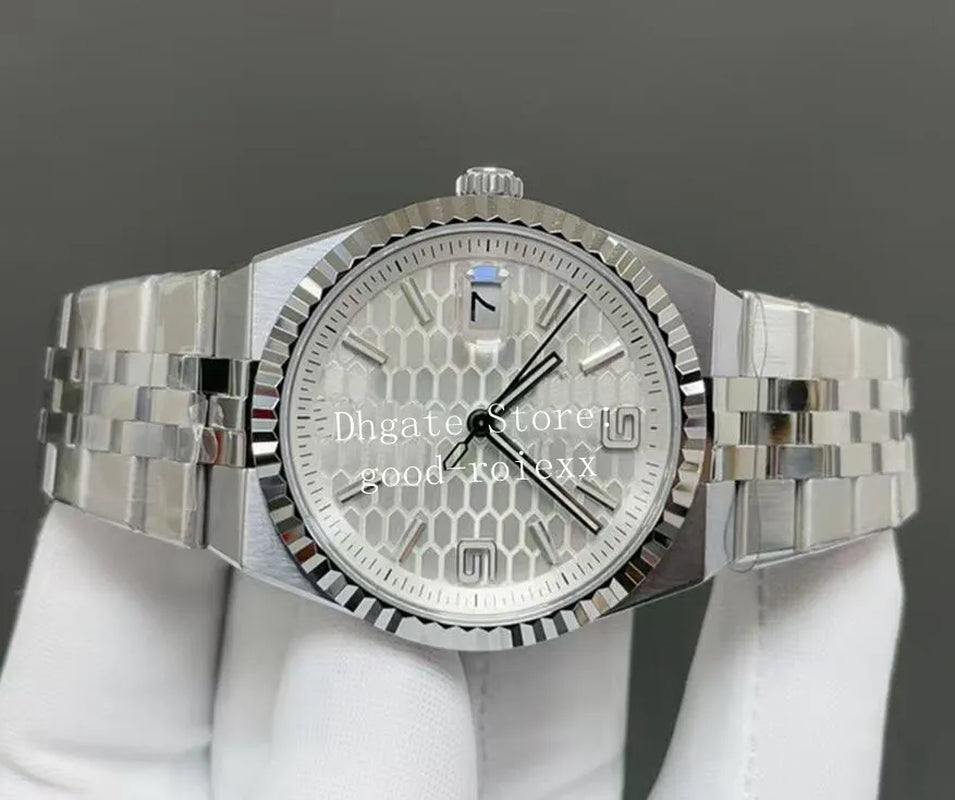 40Mm Men'S Blue White Watch Automatic Cal.7135 Movement Watches Men Flute Bezel Date Dweller 127336 Platinum 904L Steel 127334 Wristwatches