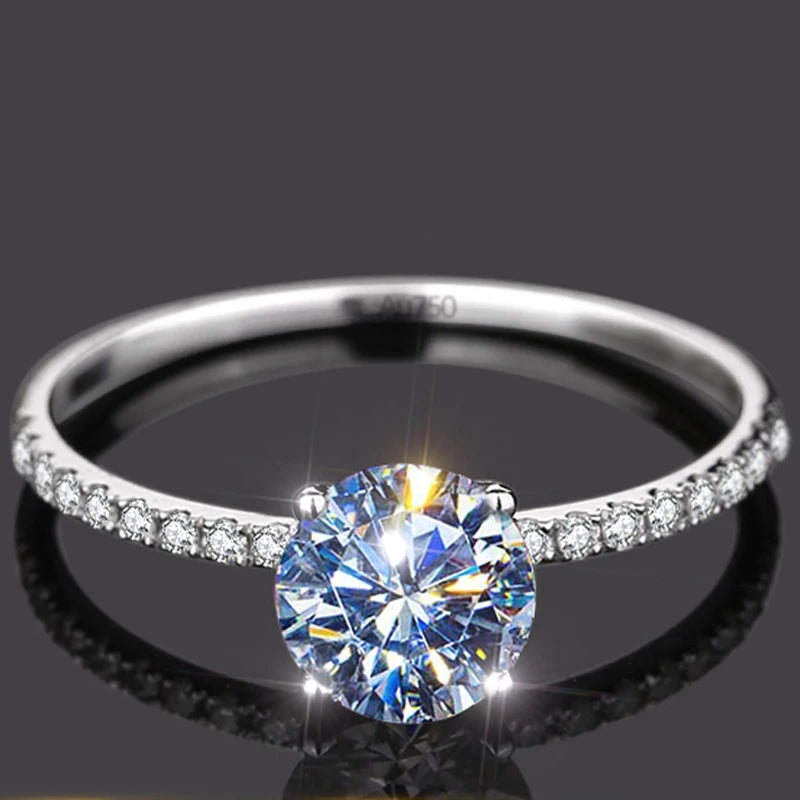 Custom Solid 14K White Gold Women Ring Moissanite Diamonds 1 2 3 4 5 Carat round Wedding Party Engagement Anniversary Ring