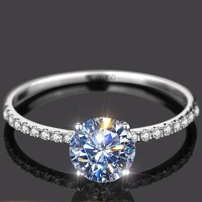 Custom Solid 14K White Gold Women Ring Moissanite Diamonds 1 2 3 4 5 Carat round Wedding Party Engagement Anniversary Ring