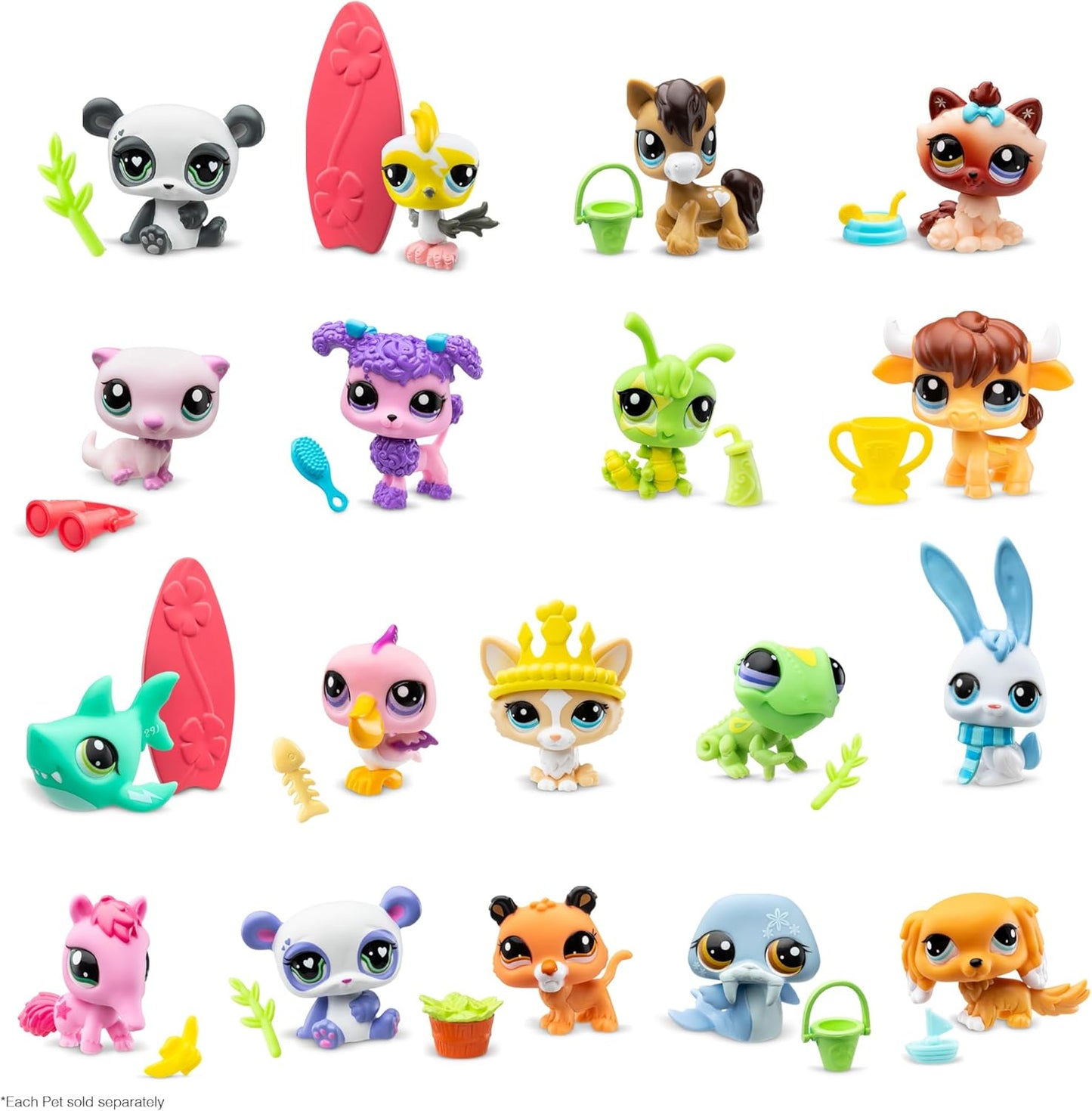 , 18 Pets Collector Set, Pet Surprise Display - Gen 7, Pets #1 - #18, Authentic LPS Bobble Head Figure, Collectible Imagination Toy Animal, Kidults, Girls, Boys, Kids, Tweens Ages 4+