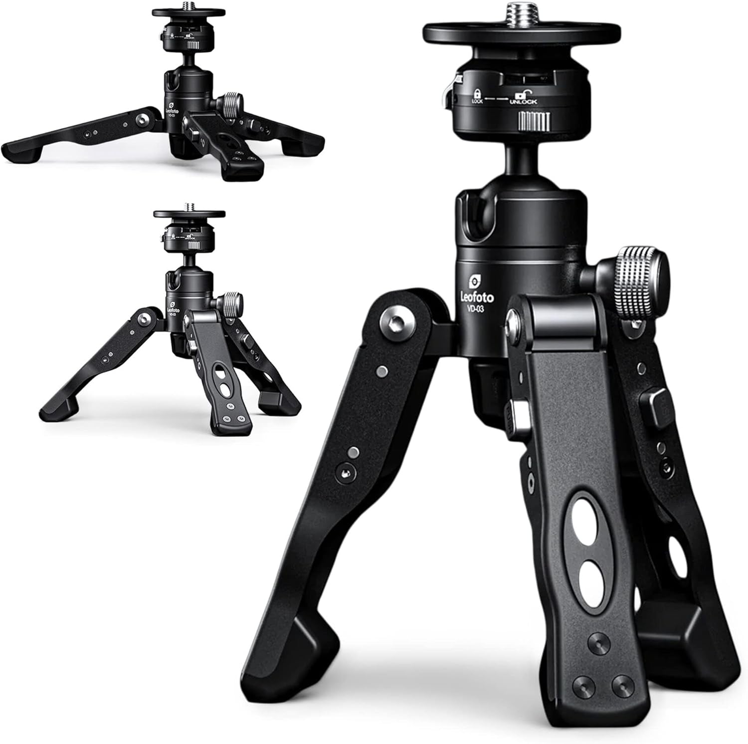 MV-324C+VD-03 Carbon Fiber Flip Lock Pro Video Camera Monopod with Tripod Stand Max Load 22Lb, 1500Mm