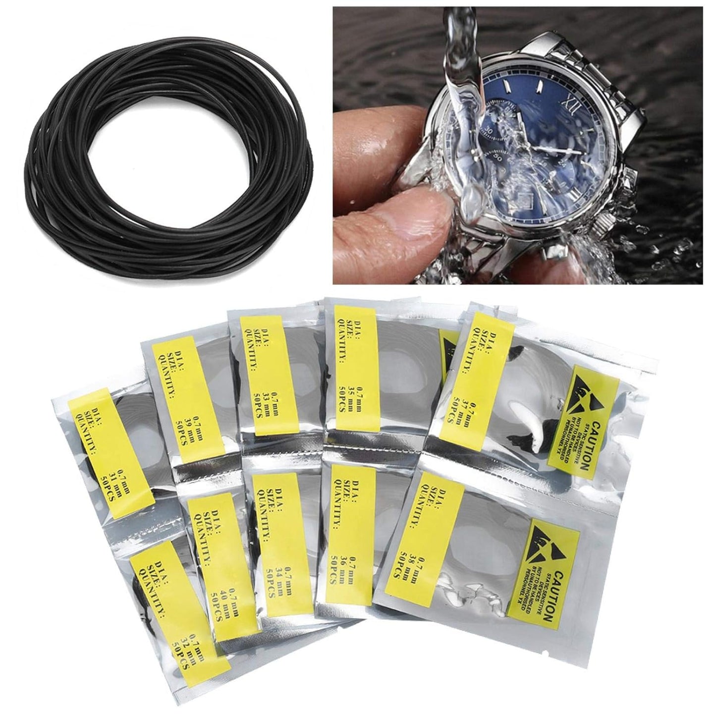 500PCS O Ring Rubber Seal Watch Back Cover Seal Gaskets Watch Repairing Tool Watch Back Cover Seal Gaskets for Watchmakers Watch Repairing Workers(0.7)