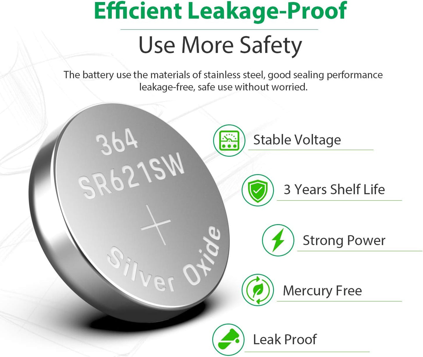 20 Pack SR621SW 364 164 363 AG1 Battery 1.5V Button Cell Watch Batteries