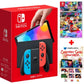 Switch OLED Neon Red/Blue Edition Bundle with Mario Kart 8 Deluxe Game + Mightyskins Voucher – (JP Edition) - Japan Import with US Plug