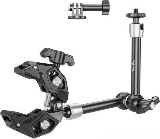 Magic Arm Clamp Kit, Camera Mount Articulating Friction Arm W Super Clamp, W 1/4"-20 Screw and Thread Hole, for Camera, Light, Monitor, Webcam or Action Camera 1.5Kg, for Table, Tube