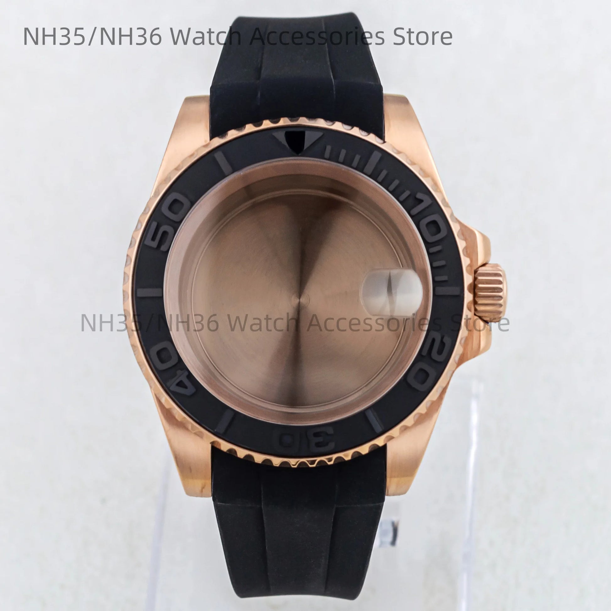40Mm Rose Gold Watch Case Ceramic Bezel Sapphire Glass Stainless Steel for NH35 Nh36 Nh34 Automatic Movement Yacht-Master Case