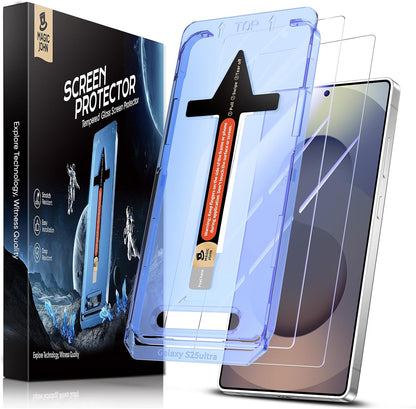 2 Pack for Samsung Galaxy S25 Ultra Tempered Glass Screen Protector, Bubble Free, Easy Installation, Auto Dust-Elimination