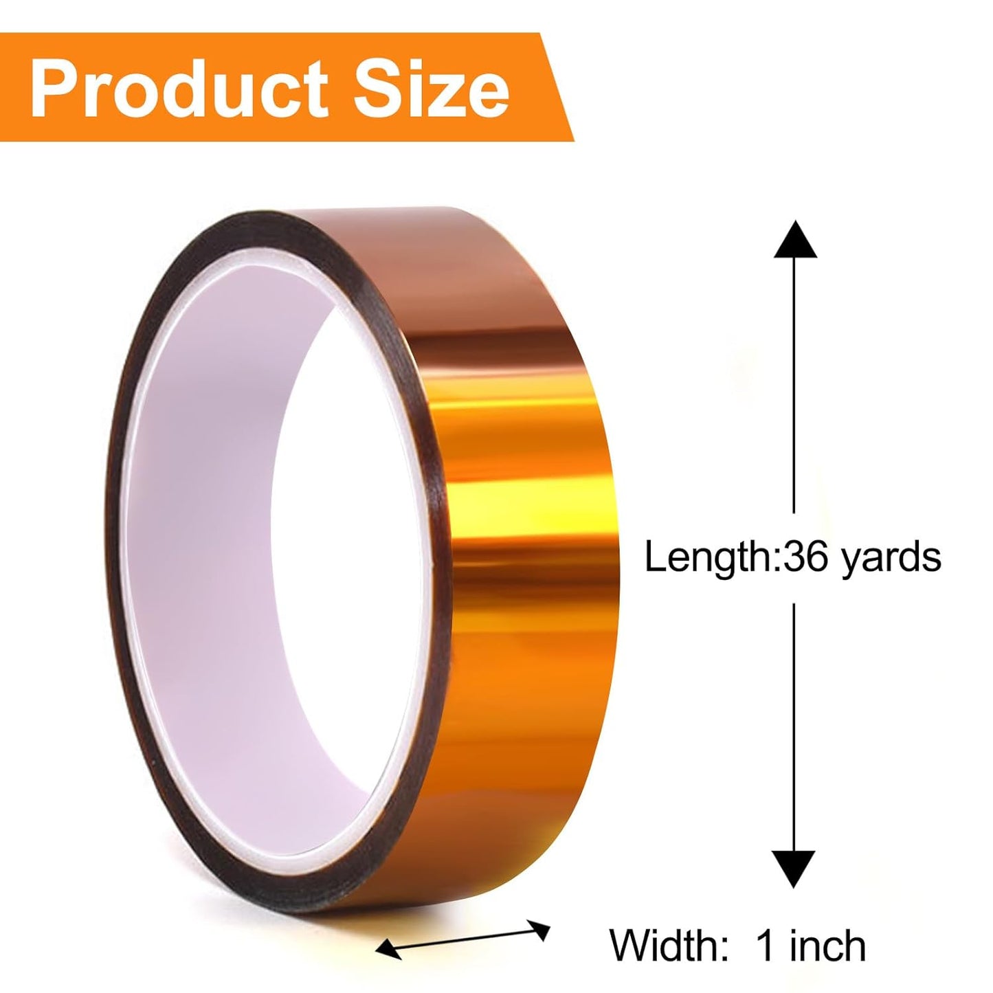 Polyimide Tape, High-Temperature Resistant Tape, Kapton Tape, No Residue Heat-Resistant Tape for Electric Task, 3D Printing, Soldering, Sublimation, Masking, 5 Pack 1Inch X 33M(108Ft)