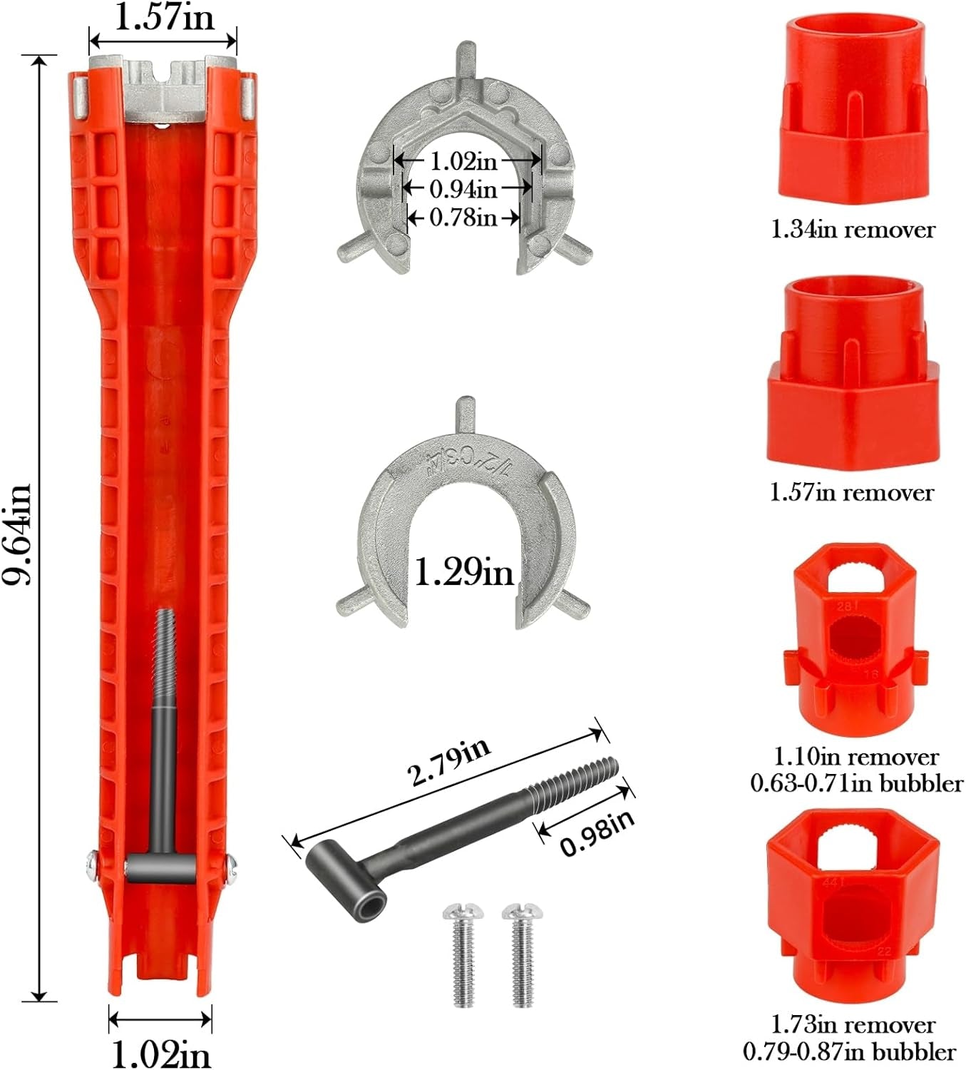 Faucet and Sink Installer Multi Tool, Basin Wrench, Multi-Functional Wrench Plumbing Tool, 14 in 1 Faucet Wrench, Sink Wrench Plumbers for Pipe and Tub Drain Removal Nut Wrench (One Way)