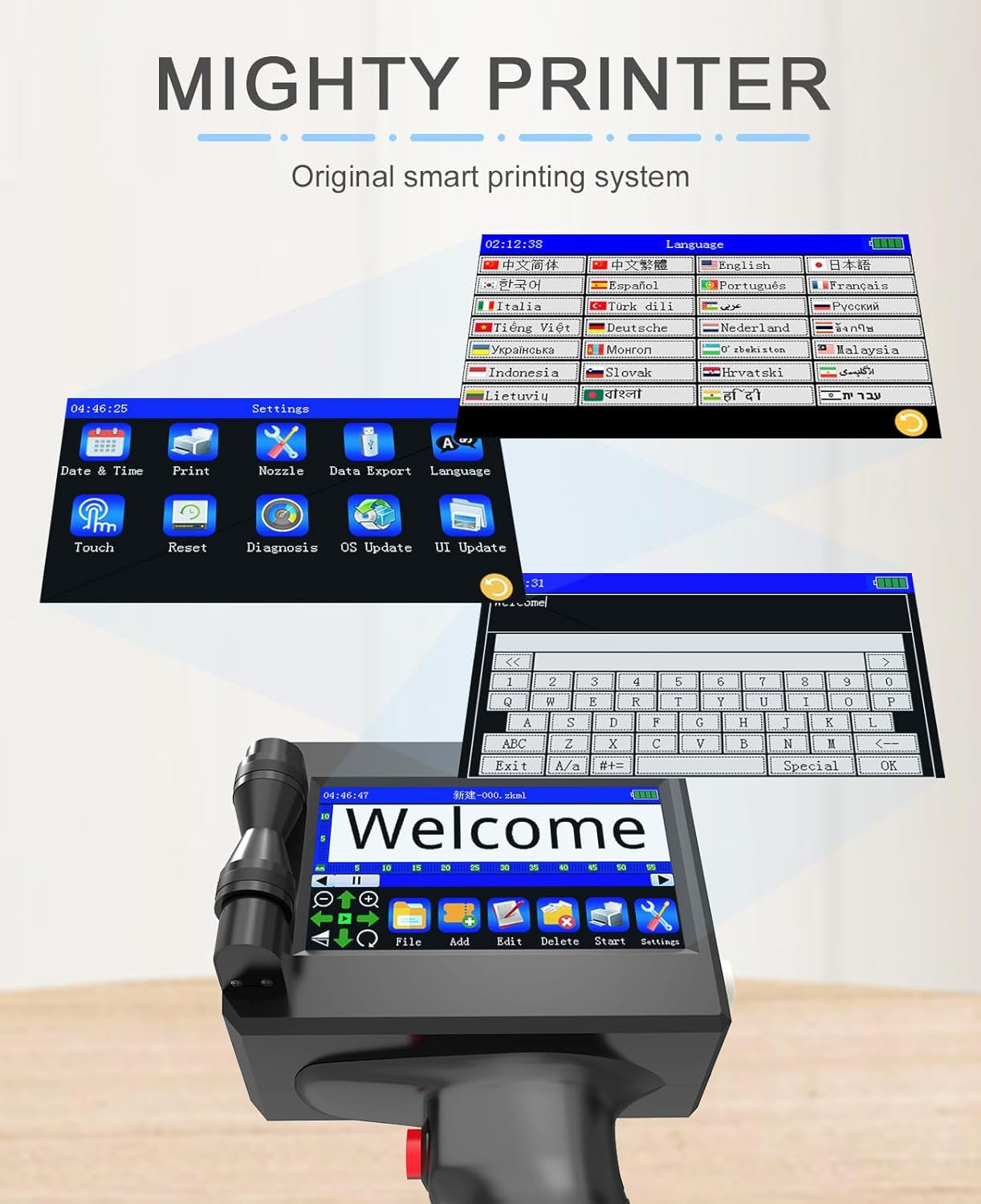 Upgrade Handheld Inkjet Printer, Ink Jet Printer for Text Qrcode Barcode Date Time Logo Batch Number Print on Metal Wood Glass Cloth Carton Plastic (Handheld Inkjet Printer)