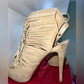 Christian Louboutin Tan Suede Beautiful Fringe Lace-Up Heels, Size 37 1/2. NWOT