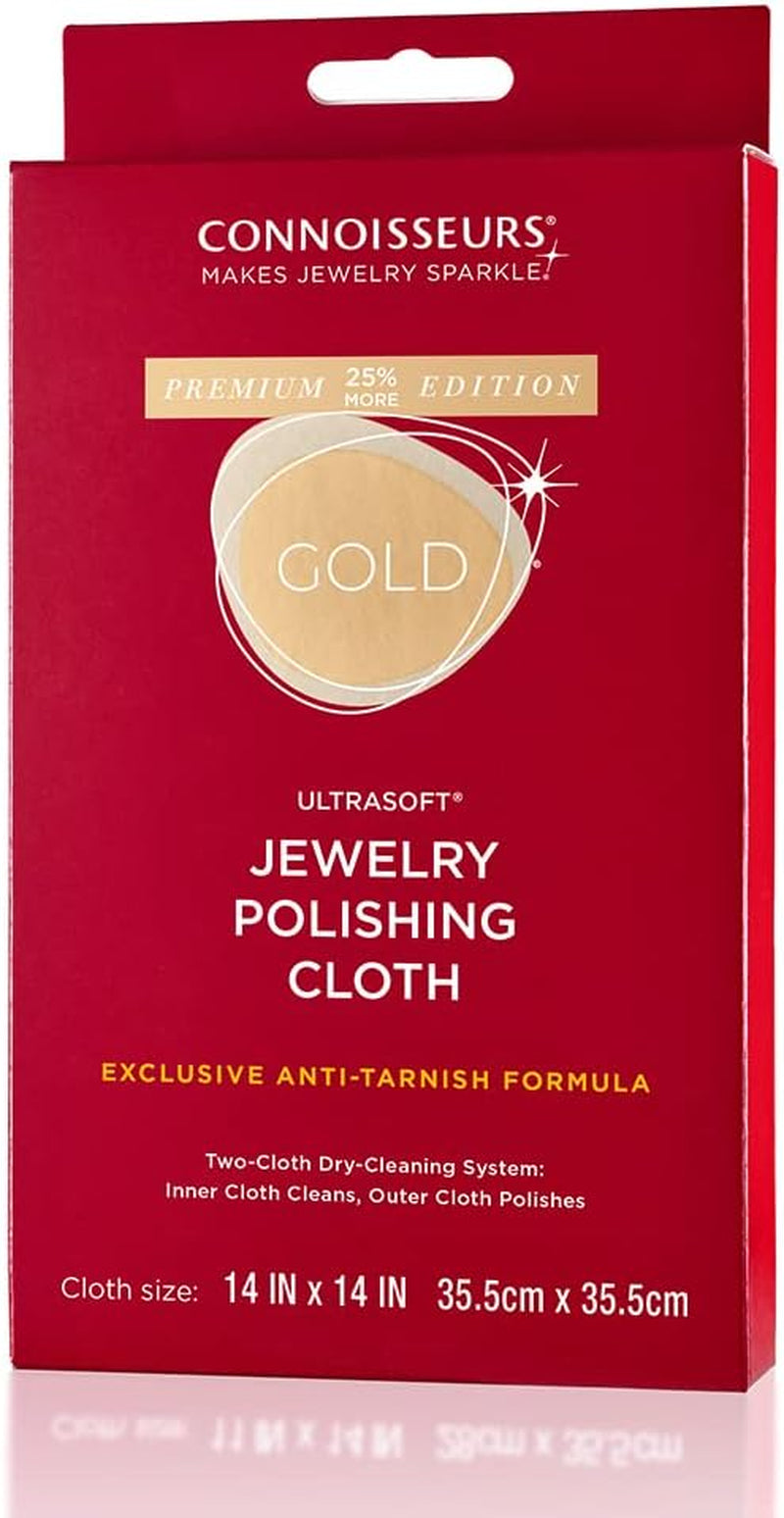 Premium Edition Ultrasoft Gold Polishing Cloth with Anti-Tarnish, Large Value Size 14X14 Inches