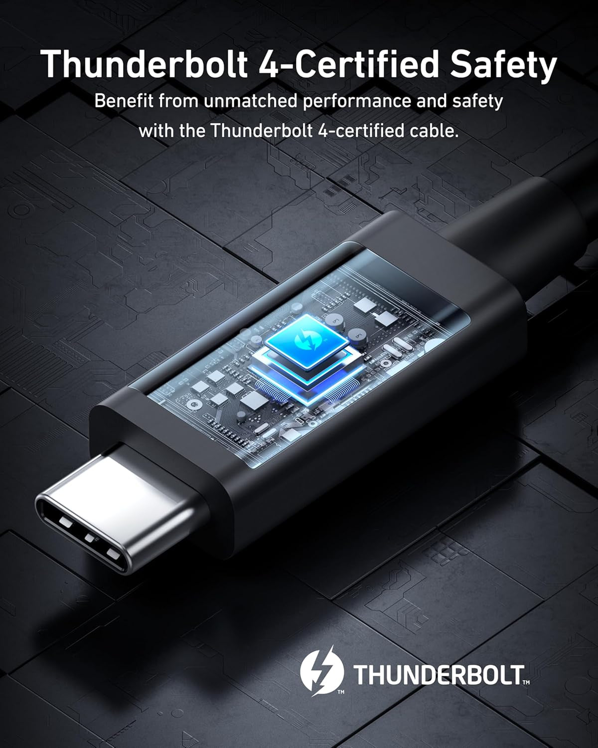 USB C Cable, Thunderbolt 4 Certified USB C to USB C Cable, 8K/4K Display/40Gbps Charging Cord Compatible with USB4, Thunderbolt 4/3, for Macbook, Iphone 16, and More (2.3 FT, 240W)