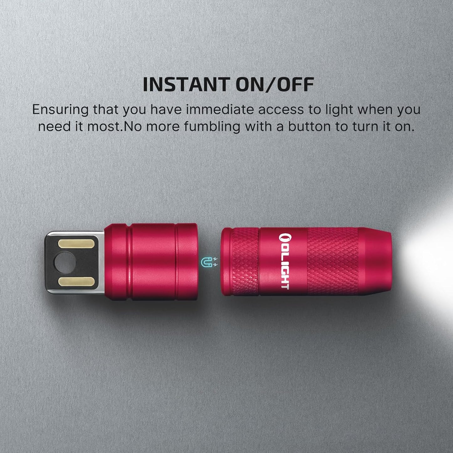 IMINI 2 EDC Rechargeable Keychain Flashlight, 50 Lumens Compact and Portable Mini LED Keyring Lights with Built-In Battery Ideal for Everyday Carry and Emergencies (Passionate Red)