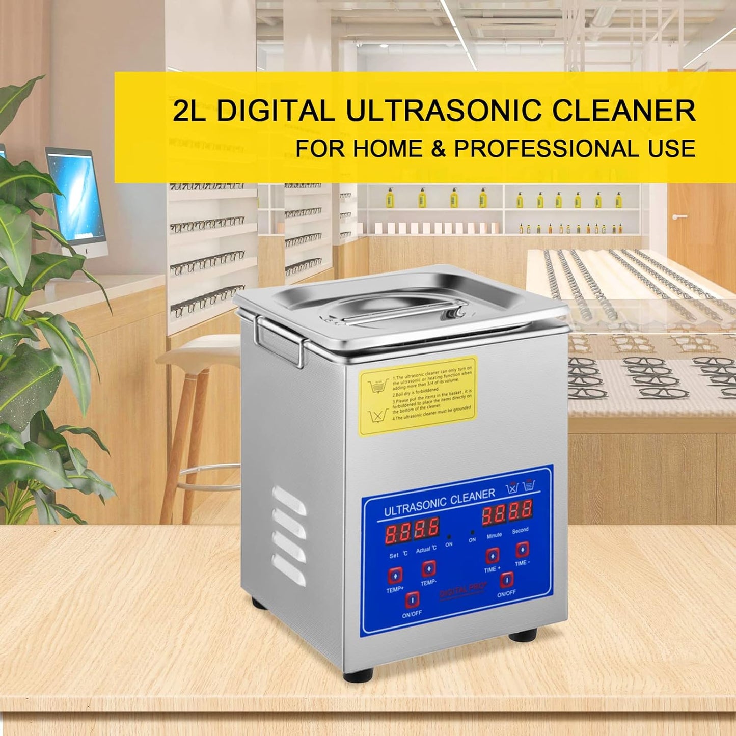 Ultrasonic Cleaner 2L Digital Ultrasonic Parts Cleaner with Timer 40Khz Professional 304 Stainless Steel Ultrasonic Cleaner 110V for Jewelry Watch Glasses Diamond Eyeglass Small Parts Cleaning