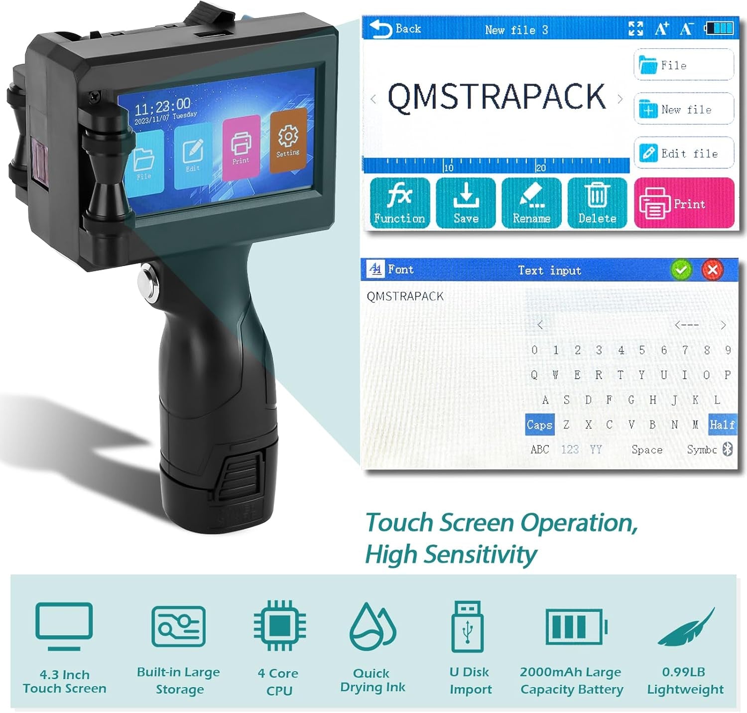 C10 Handheld Inkjet Printer Gun with Original Fast-Drying Ink Cartridge for Text Qrcode Barcode Batch Number Label Image Expiry Date Portable Printer for Any Surface (Non-Encrypted)