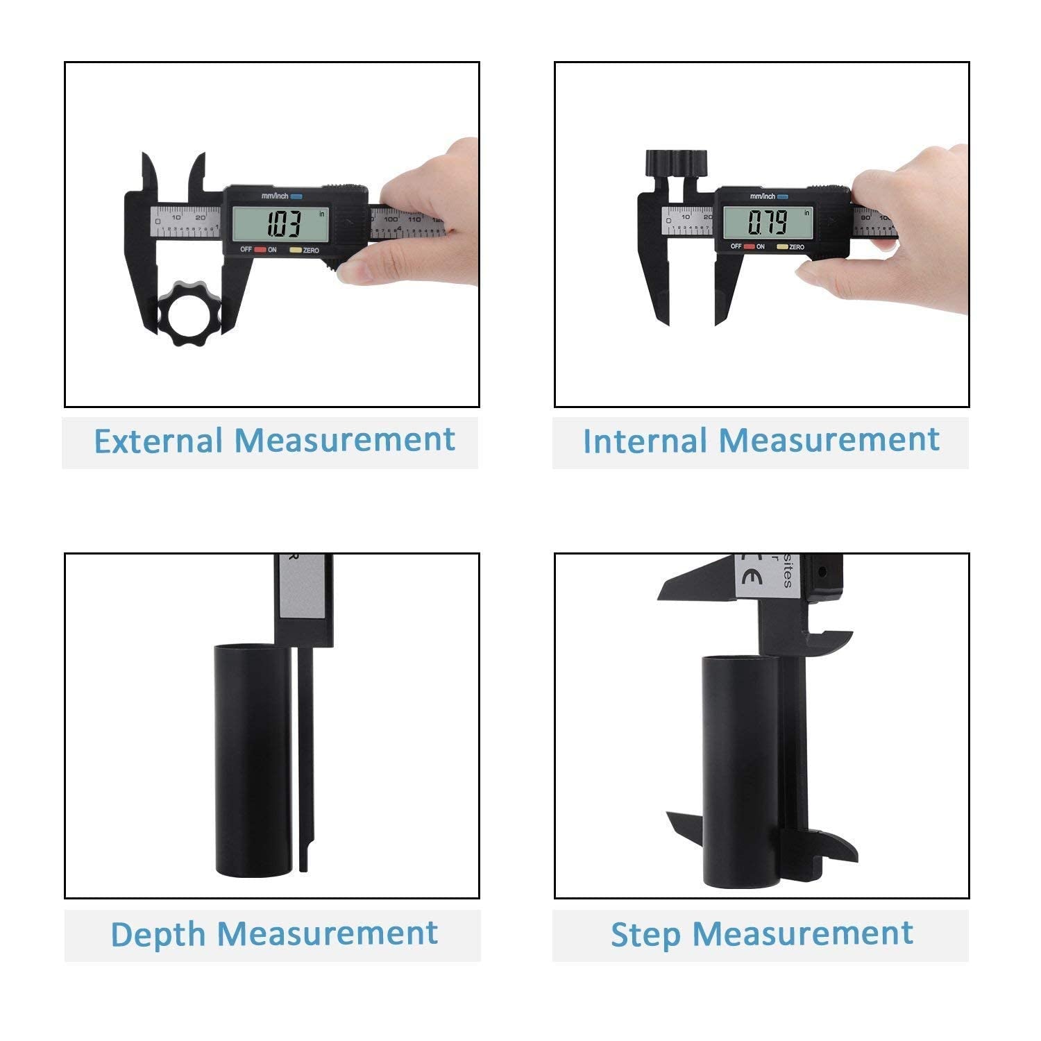 Digital Caliper,  0-6" Calipers Measuring Tool - Electronic Micrometer Caliper with Large LCD Screen, Auto-Off Feature, Inch and Millimeter Conversion