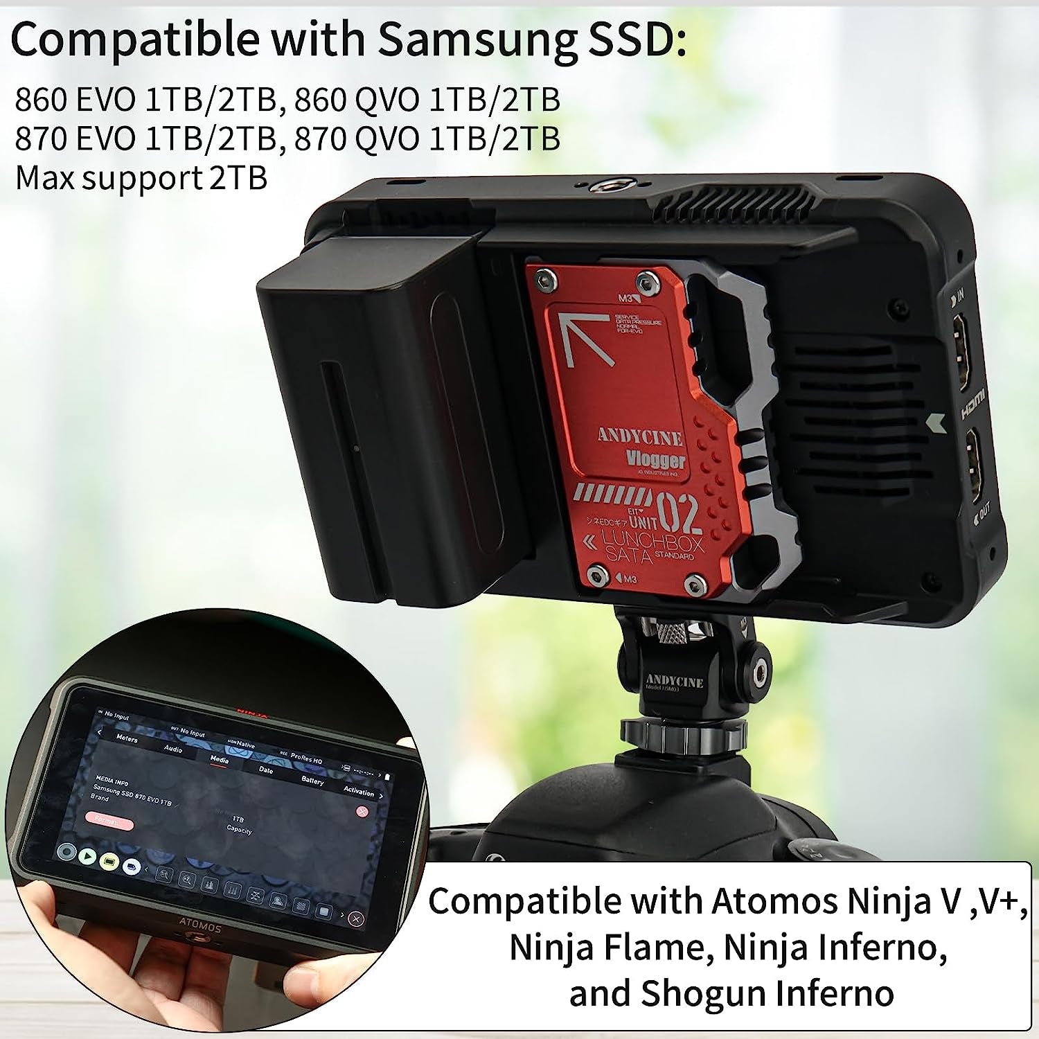 Lunchbox II Red DIY Metal Case for DIY SSD for Atomos Ninja V,V+, Ninja Flame, Ninja Inferno, and Shogun Inferno