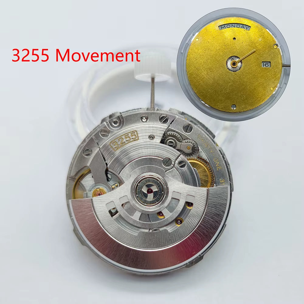 High Quality 3255 Movement Dual Calendar Shanghai 3255 Automatic Mechanical Movement 31 Jewels Blue Balance Wheel Watch Movement