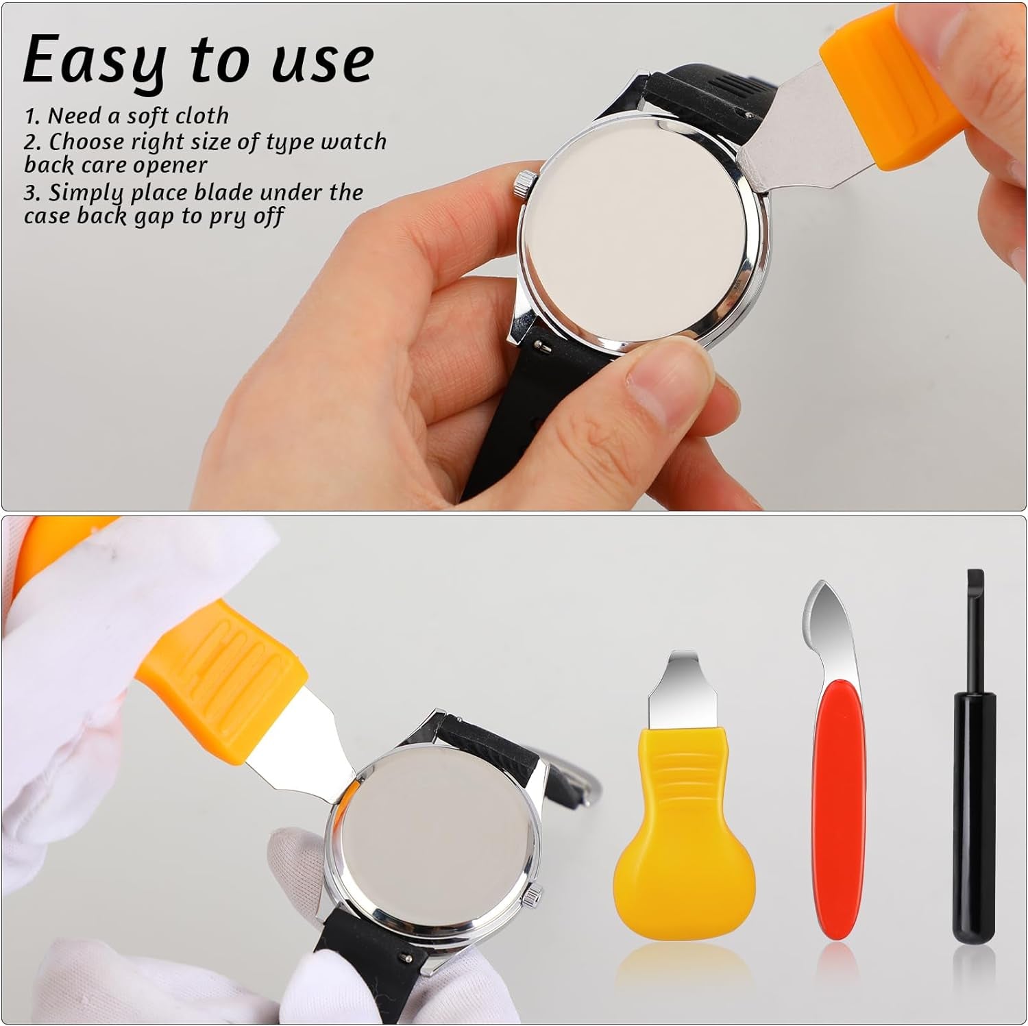 3 PCS Watch Back Removal Tool Pry Watch Back Case Opener Watch Battery Replacement Repair Tool Kit