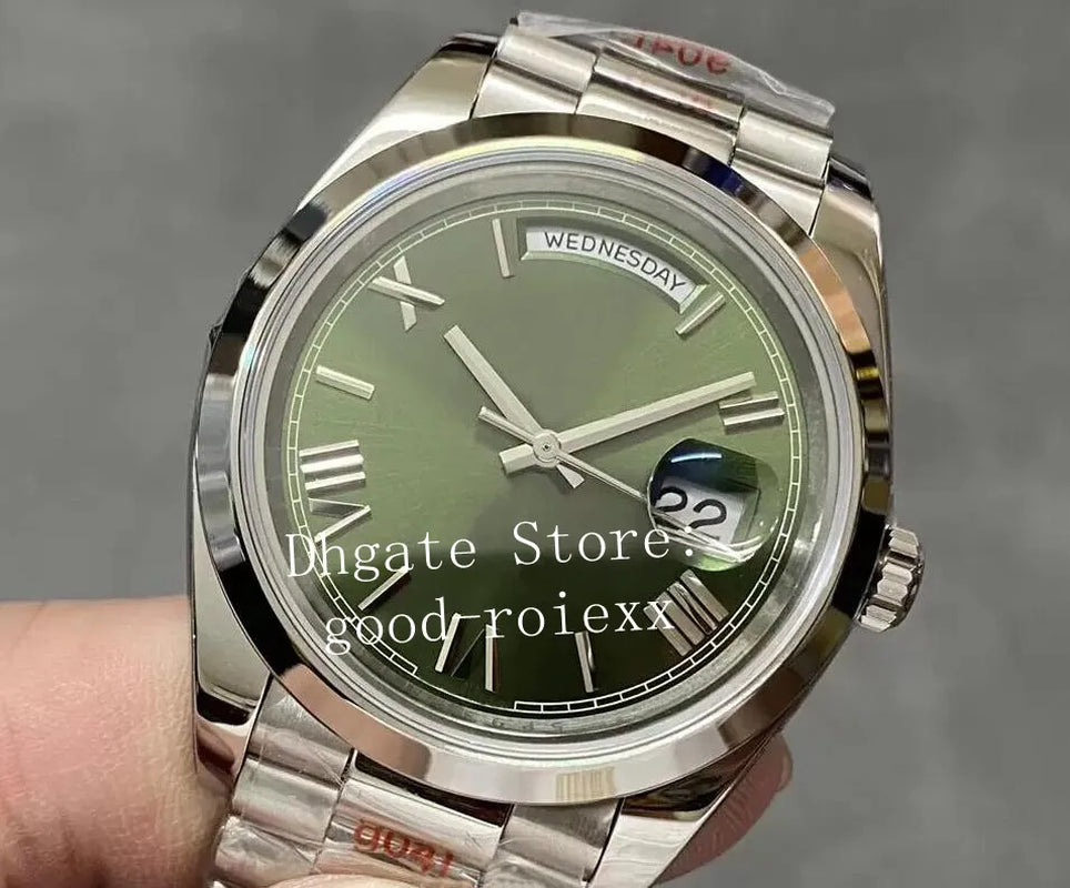 Heavy Version Men'S Automatic 2836 Watches Men Qff ETA Watch Green Blue Dial Day Time Date 904L Steel 228239 Platinum QF Maker President Bracelet 40Mm Wristwatches