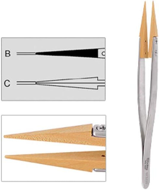 Boley Antimagnetic Tweezers with Wooden Tips 130 Mm