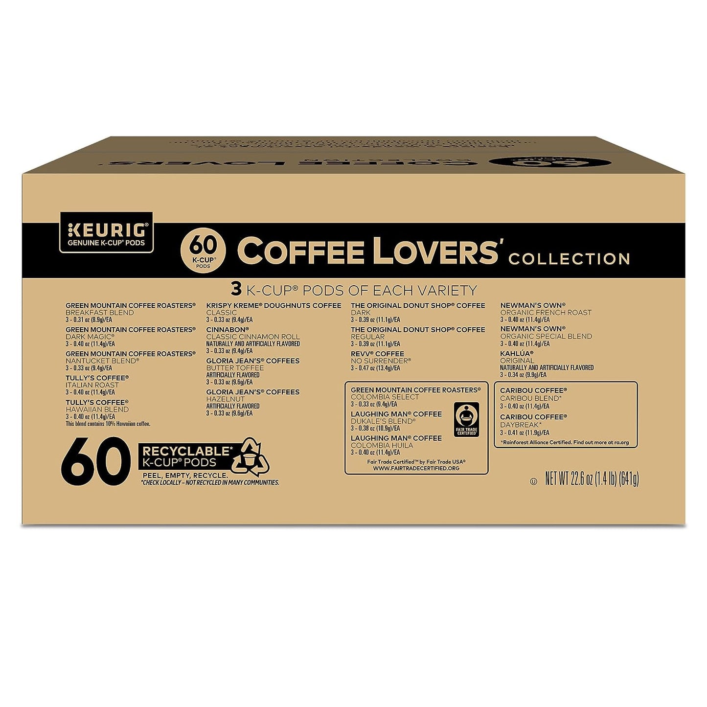 Coffee Lovers' Collection Variety Pack, Single-Serve Coffee K-Cup Pods Sampler, 60 Count