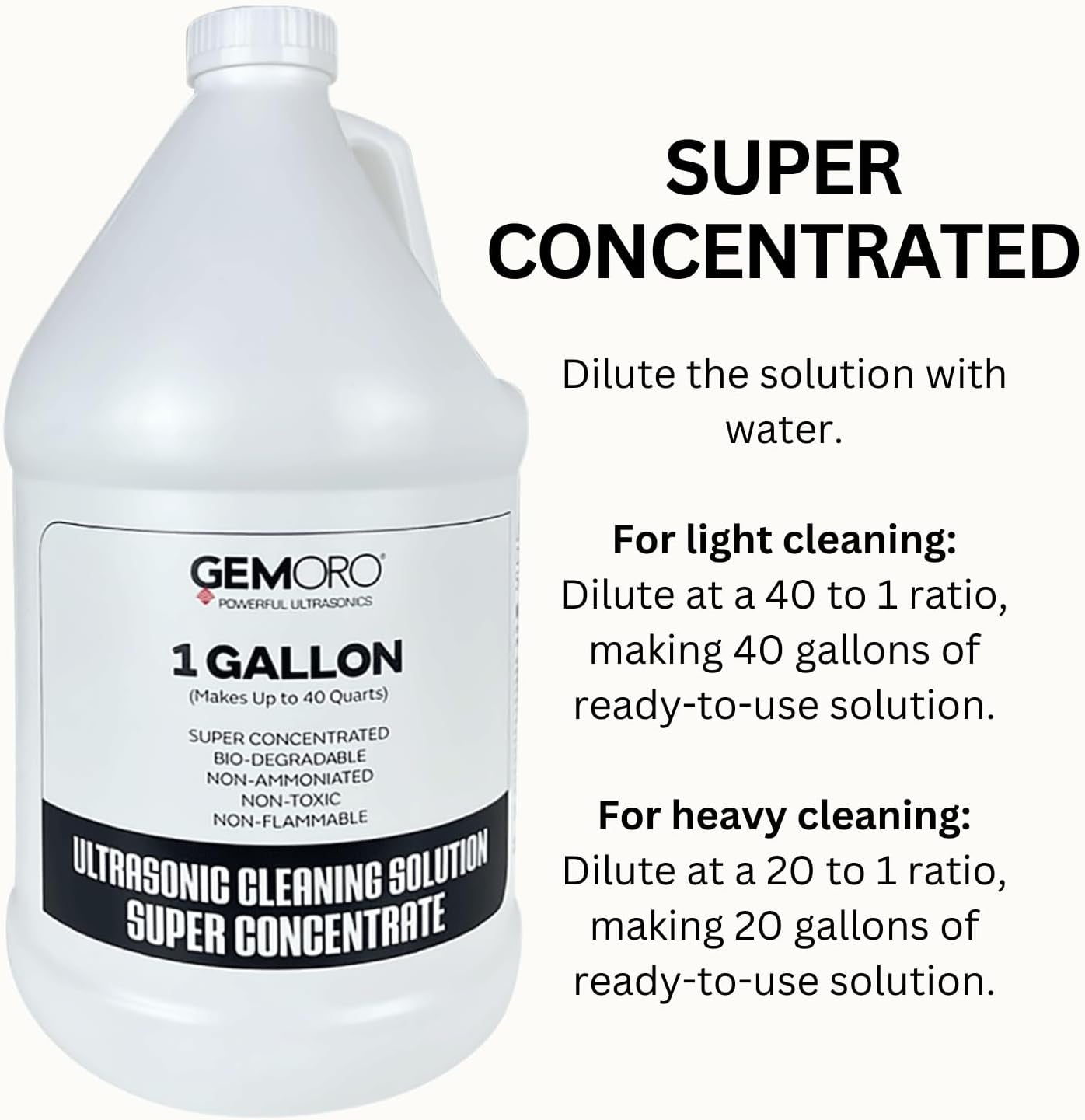 Jewelry Cleaner Solution Concentrate | for Ultrasonic Machines | Professional Performance Cleans Rings Watches Glasses Earrings (1 Gallon)