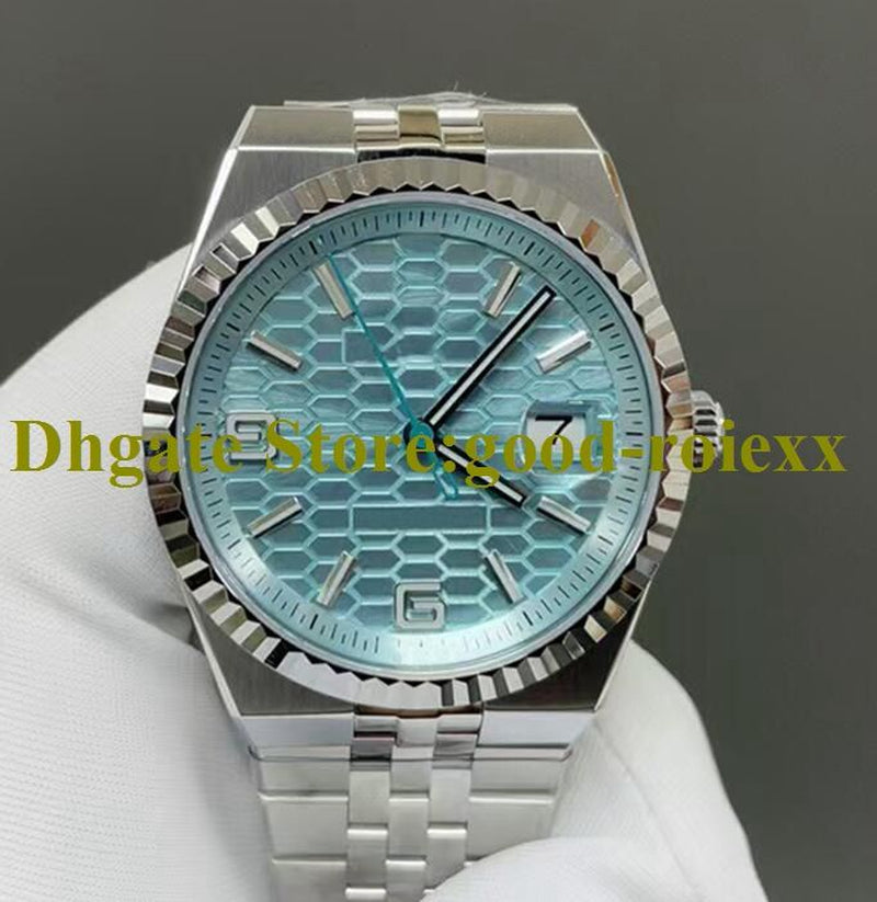 40Mm Men'S Blue White Watch Automatic Cal.7135 Movement Watches Men Flute Bezel Date Dweller 127336 Platinum 904L Steel 127334 Wristwatches