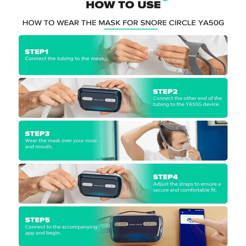 Bluetooth Mini CPAP Stop Snoring APAP Portable anti Snoring and Sleep Apnea for Sleep Apnea Syndrome and OSA Sleep Aid with Mask