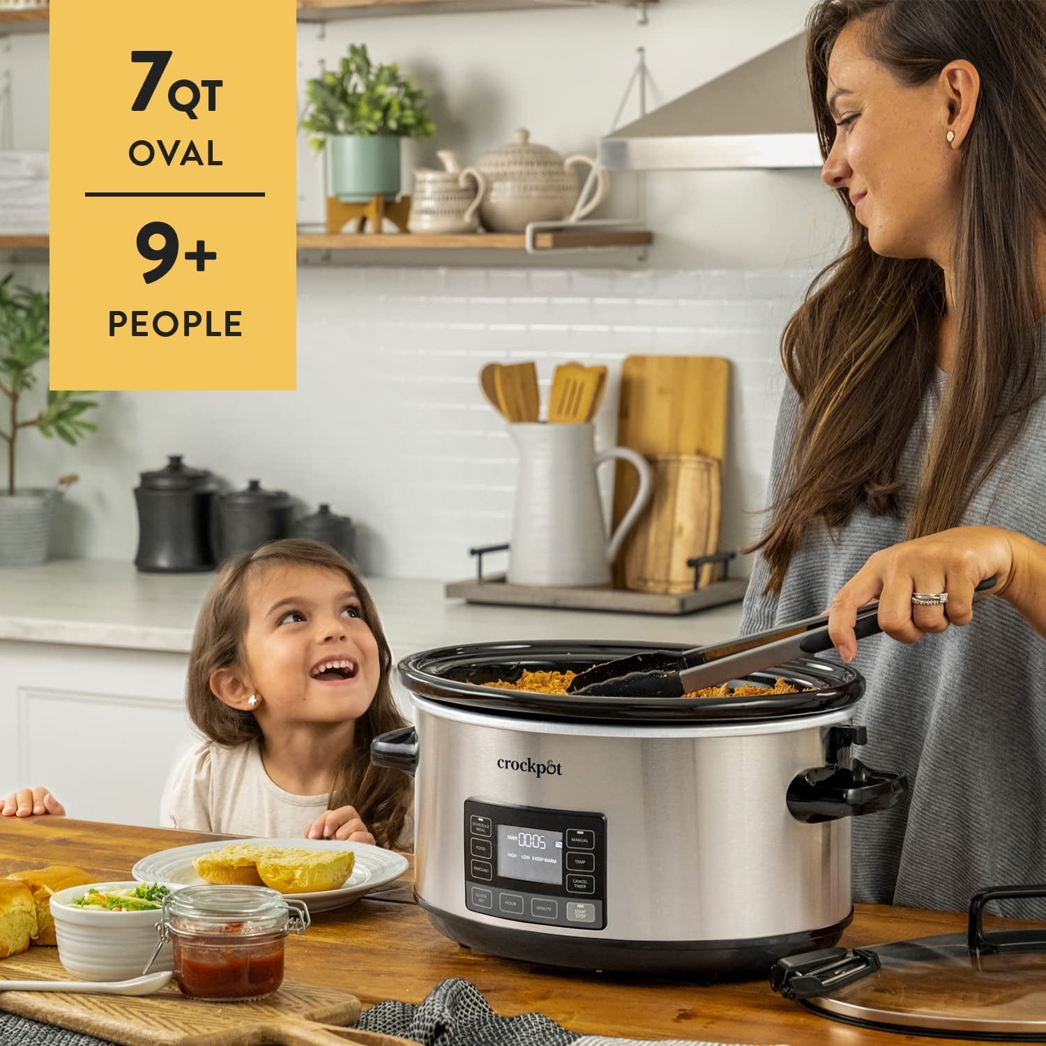 7-Quart Slow Cooker, Portable Programmable with Timer, Locking Lid, Stainless Steel; an Essential Kitchen Appliance, Perfect for Families and Gathering