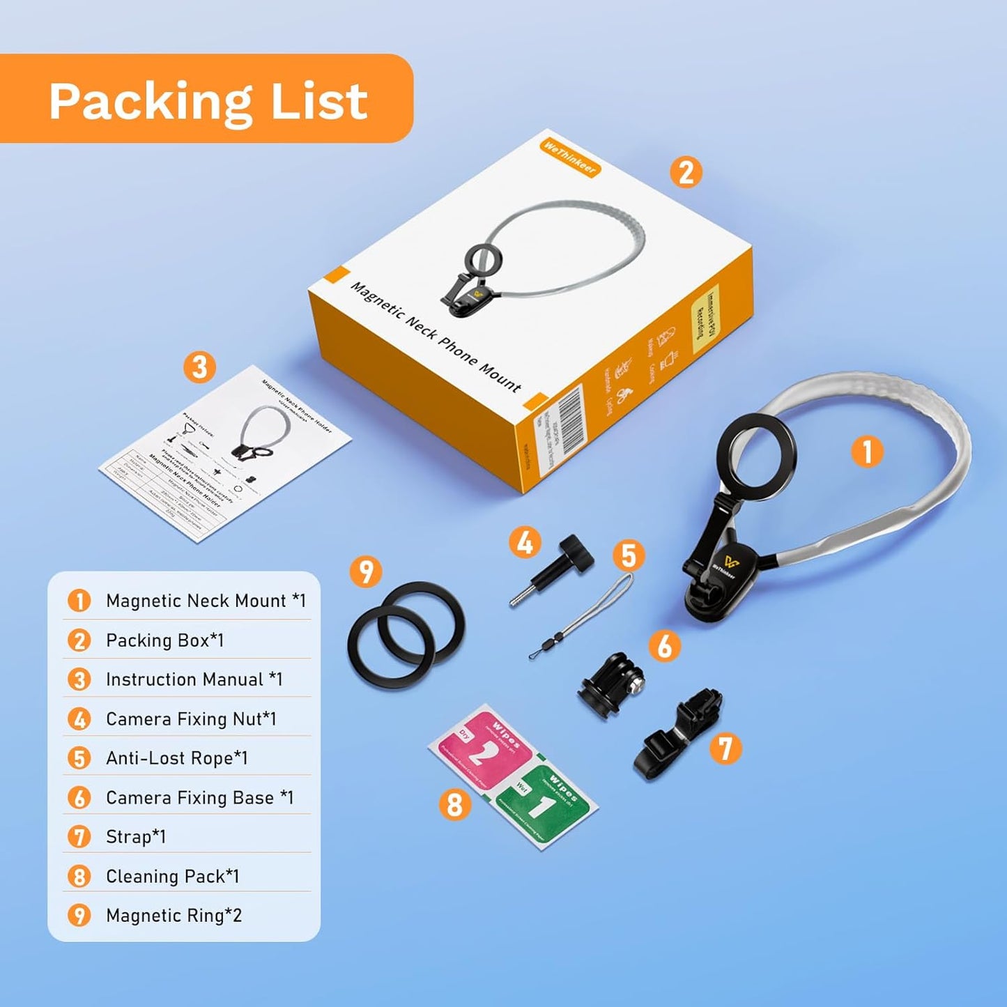 Neck Phone Holder for Recording, 700Mm Extended for Comfort, Hands-Free Pov/Vlog Magnetic Neck Mount with Anti-Shake Chest Strap, Content Creator Essential, Compatible with Iphone, Android, Gopro