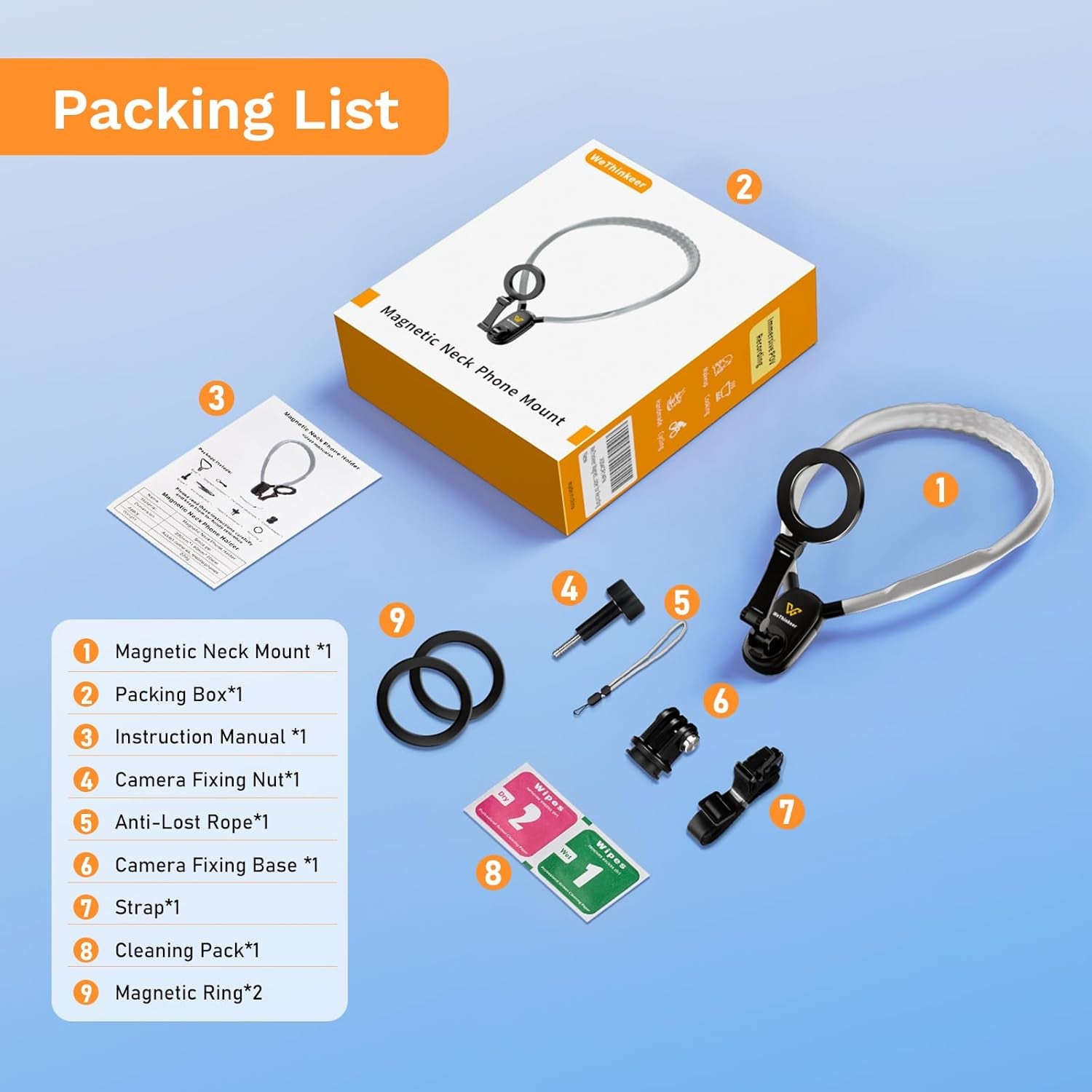 Neck Phone Holder for Recording, 700Mm Extended for Comfort, Hands-Free Pov/Vlog Magnetic Neck Mount with Anti-Shake Chest Strap, Content Creator Essential, Compatible with Iphone, Android, Gopro