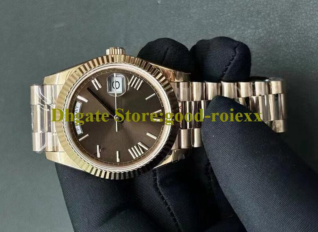 Men'S Watches Men Gmf Heavy Version Watch 40Mm Automatic 2836 Everose Date Time Day Rose Gold ETA Gm Maker President Green 228235 Wristwatches Original Acrylic Box