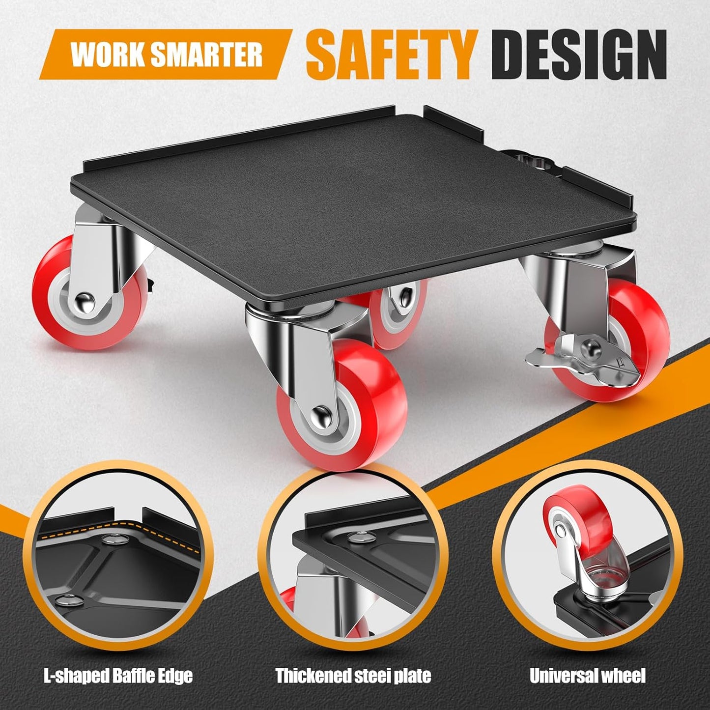 Furniture Dolly,Furniture Mover Pro Set,Furniture Lifter with 5 360° Rotatable Rubber Universal Wheels，Carbon Steel Panel Furniture Movers，Maximum Load 3307Lbs.Red.