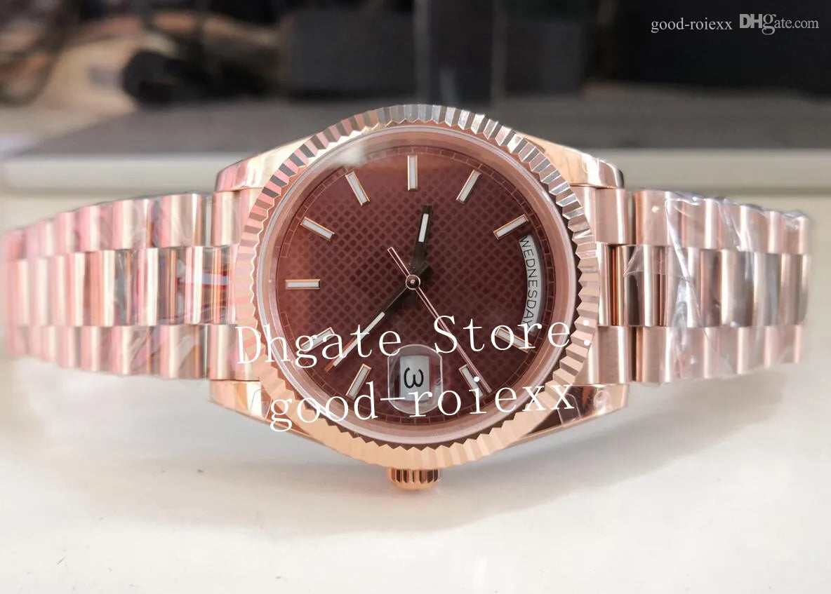 7 Colour Mens Watches Men Watch Bpf Green Brown Champagne White Automatic 2813 Movement BP Everose Time Day Date Rose Gold Crystal Chocolate Factory Wristwatches