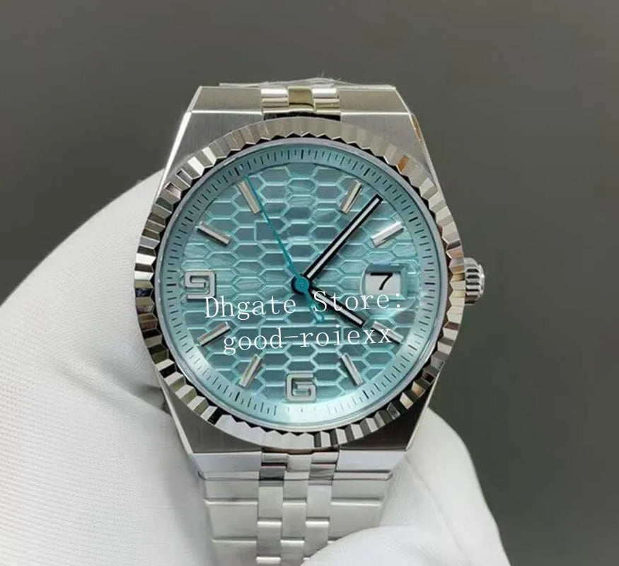 40Mm Men'S Blue White Watch Automatic Cal.7135 Movement Watches Men Flute Bezel Date Dweller 127336 Platinum 904L Steel 127334 Wristwatches