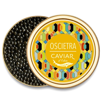 OSCIETRA Collection - Premium Osetra Black  - 3.5 Oz / 100 G in Metal Jar - Savory Black  with Classical Malossol Taste from Sturgeon Black Roe by  D'Eden