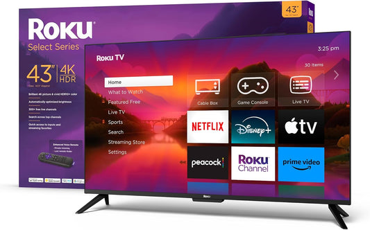 Smart TV – 43-Inch Select Series 4K HDR tv with  Enhanced Voice Remote, Brilliant 4K Picture, Automatic Brightness, & Seamless Streaming – Live Local News, Sports, Family Entertainment