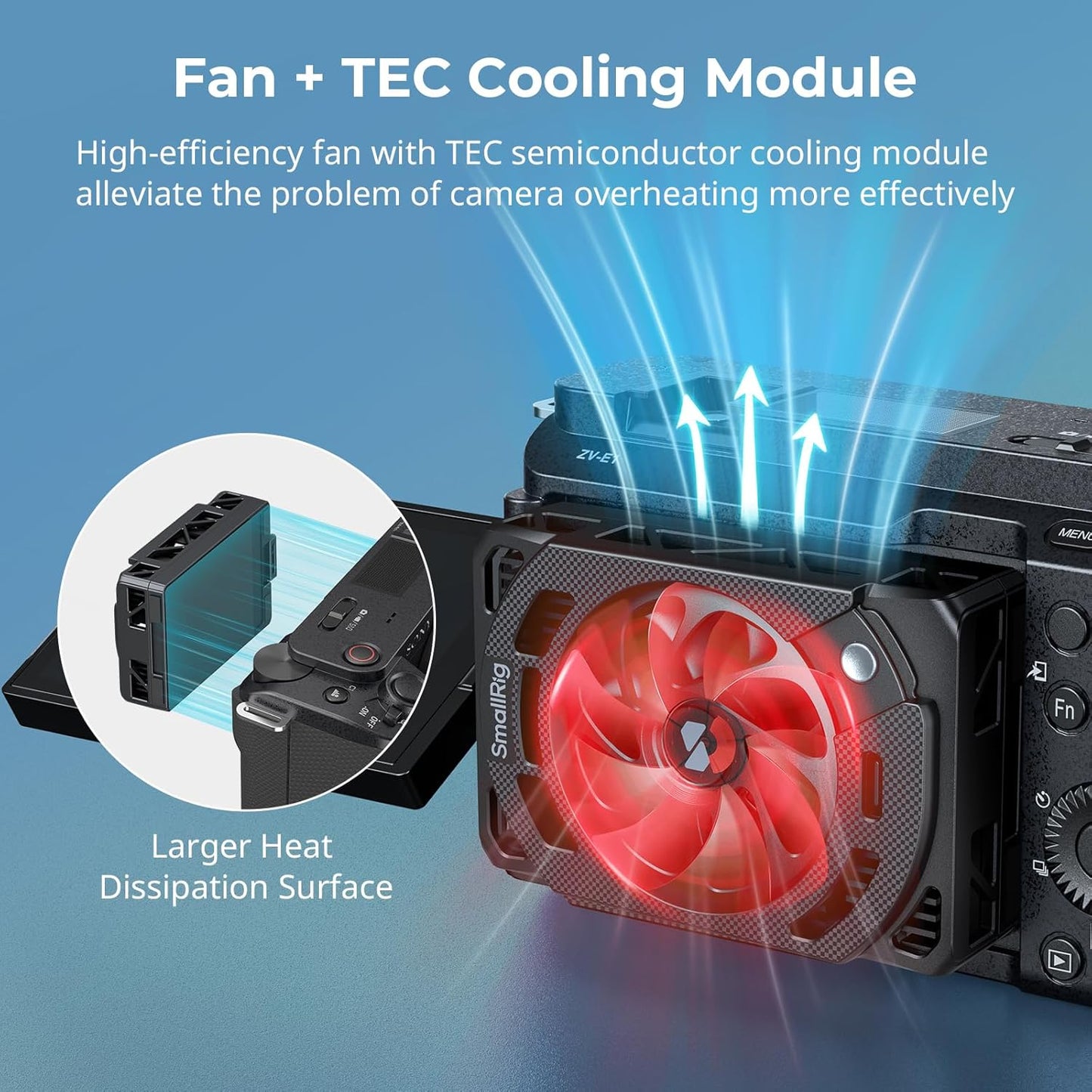 TEC Camera Cooling Fan for Sony Mirrorless Camera, External Camera Cooling System with TEC Cooling Module for ZV-E1/ZV-E10 II/ZV-E10/ZV-1/ZV-1F/A7 IV/A7S III/A7C/A7C II/A7CR/A6700/FX3/FX30
