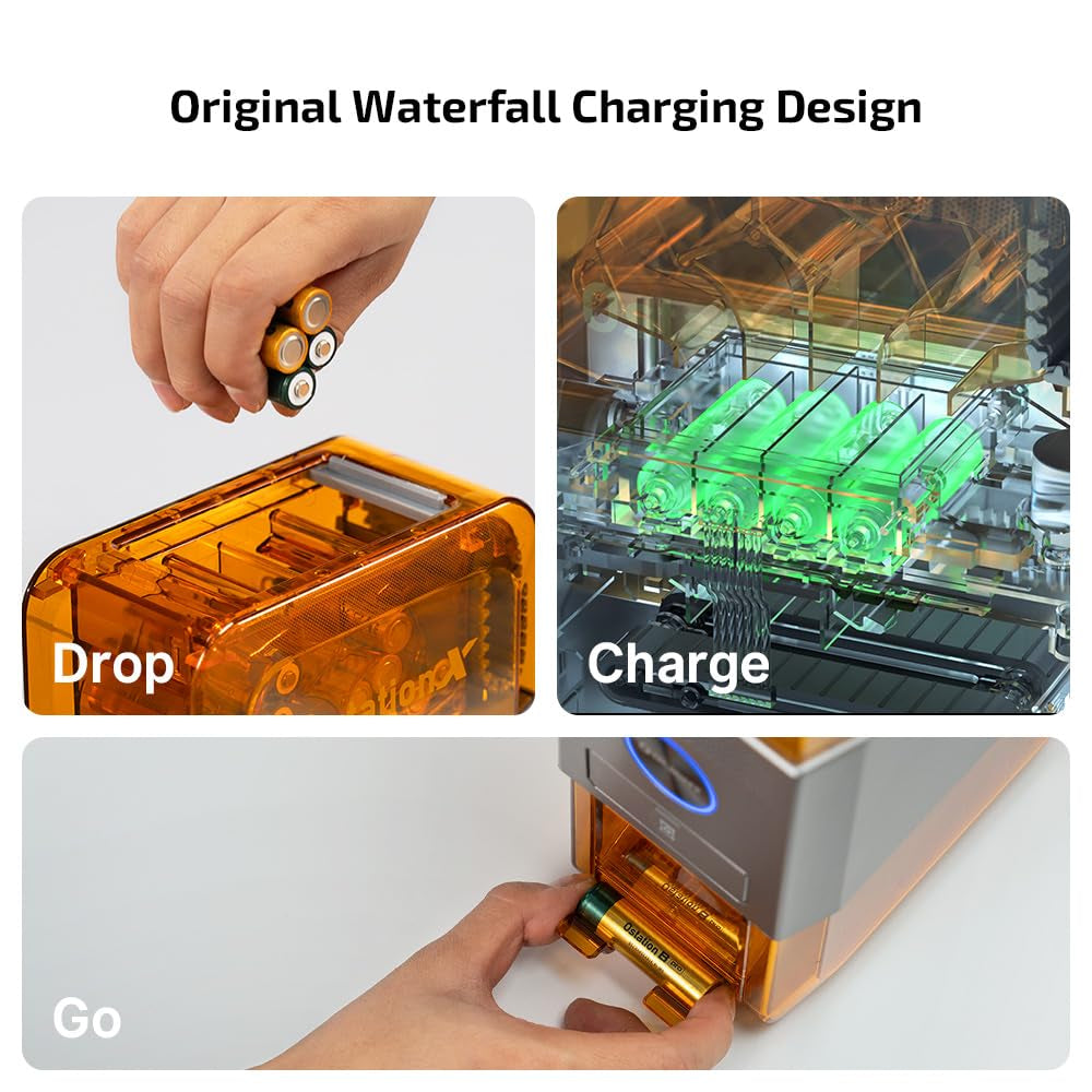 Ostation X Battery Charger Exclusively for Rechargeable AA Nimh Comes with 32 Batteries, 3 in 1 Design, Charging&Testing&Storage, No Polarity Check Needed, Bad Battery Detection, APP Control