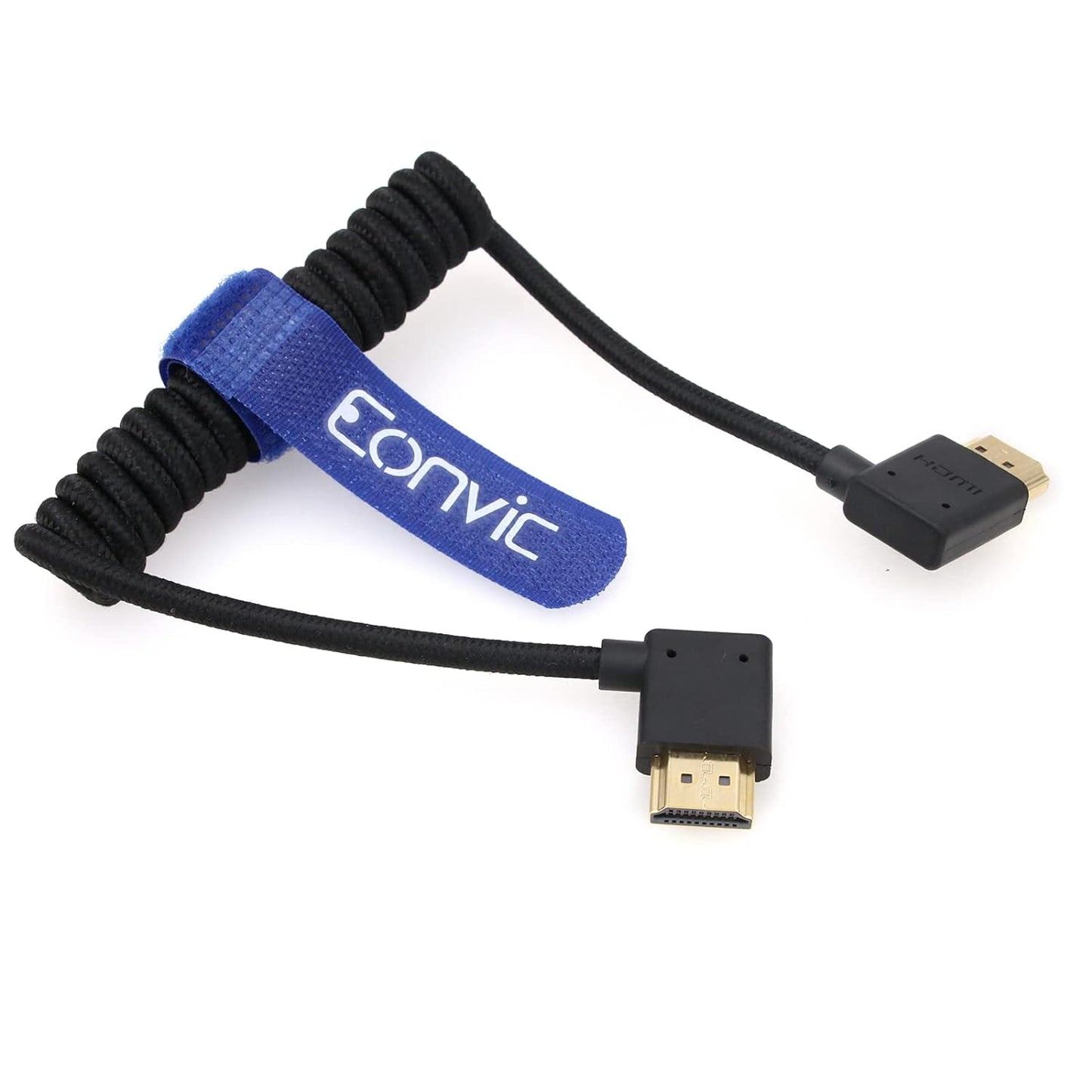 2.1 HDMI 8K HDMI to HDMI Cable High Speed Thin HDMI Male to Male Extender Coiled Cable for Atomos Ninja V, Sony A7Siii, Portkeys BM5 Monitor (HDMI-HDMI, Black Braided Coiled Cable)